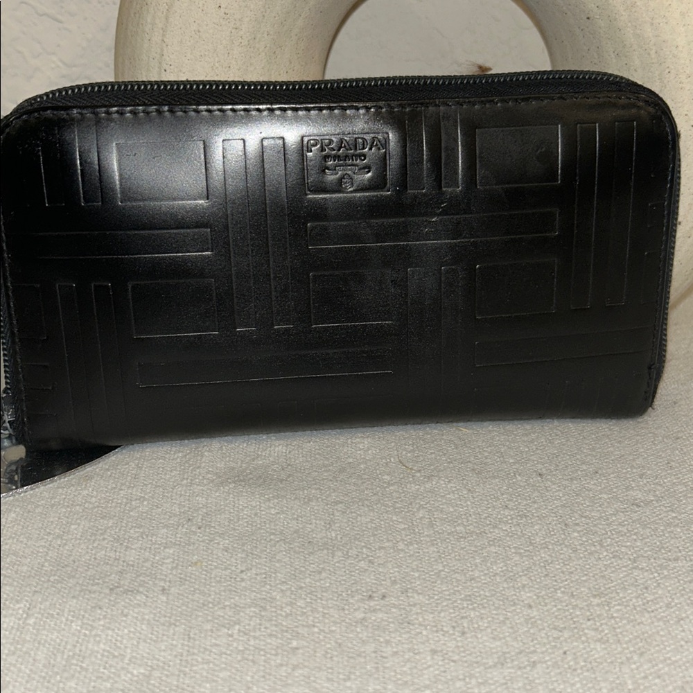 Prada Black Embossed Leather Wallet